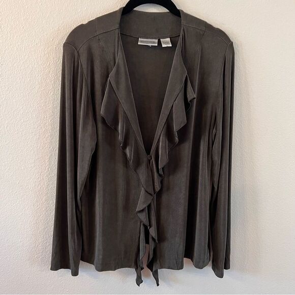 Chico's Sweaters - Chico’s Cardigan Jacket Travelers Material Olive Green Size 1 (medium 8)
